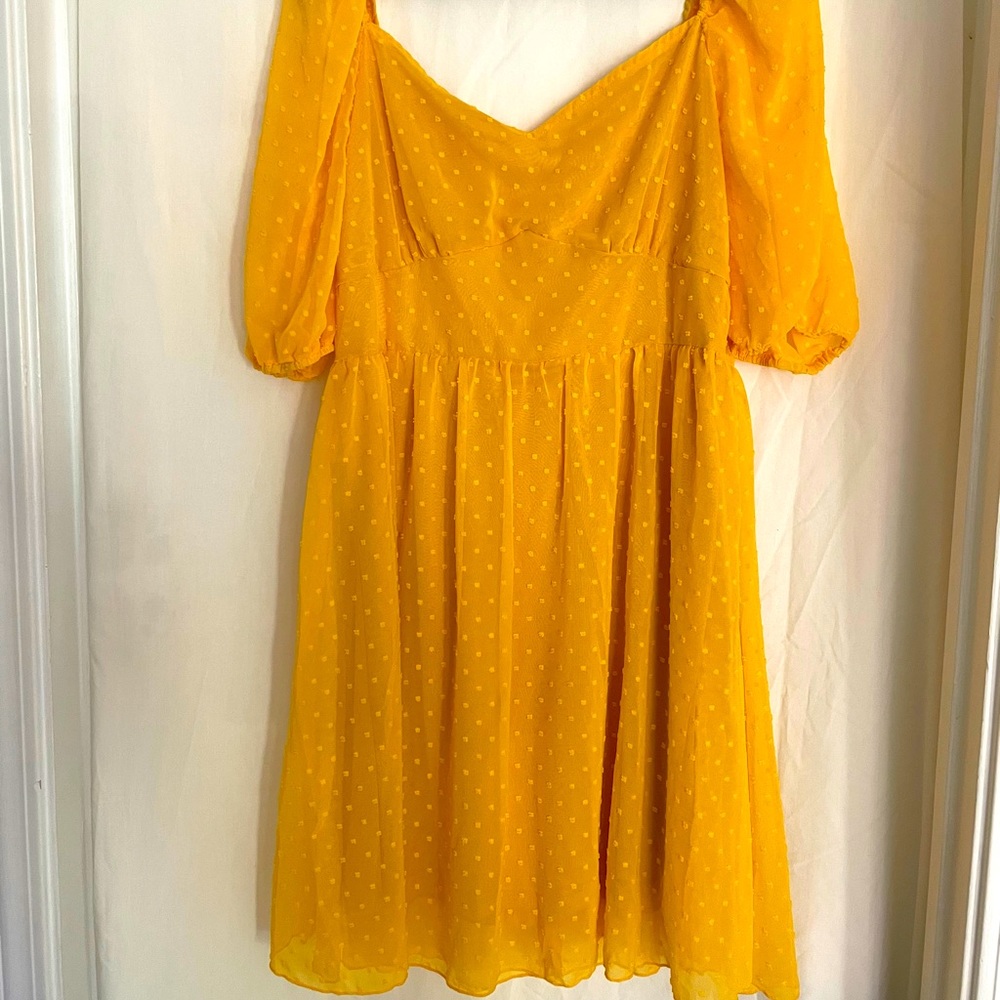Sunny Yellow Swiss Dot Dress